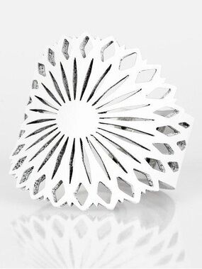 Wildly Wildflower - Silver Toned Sunburst Cutout Statement Bracelet